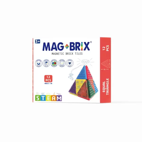 set magnetic magbrix 12 piese triunghi echilateral compatibil cu caramizi de constructie tip lego 12244 344347